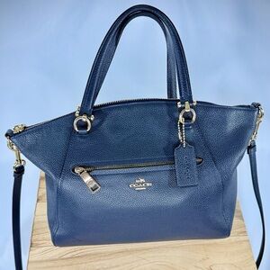 Coach Pebble Leather Prairie Satchel Crossbody Navy Blue Purse 58874